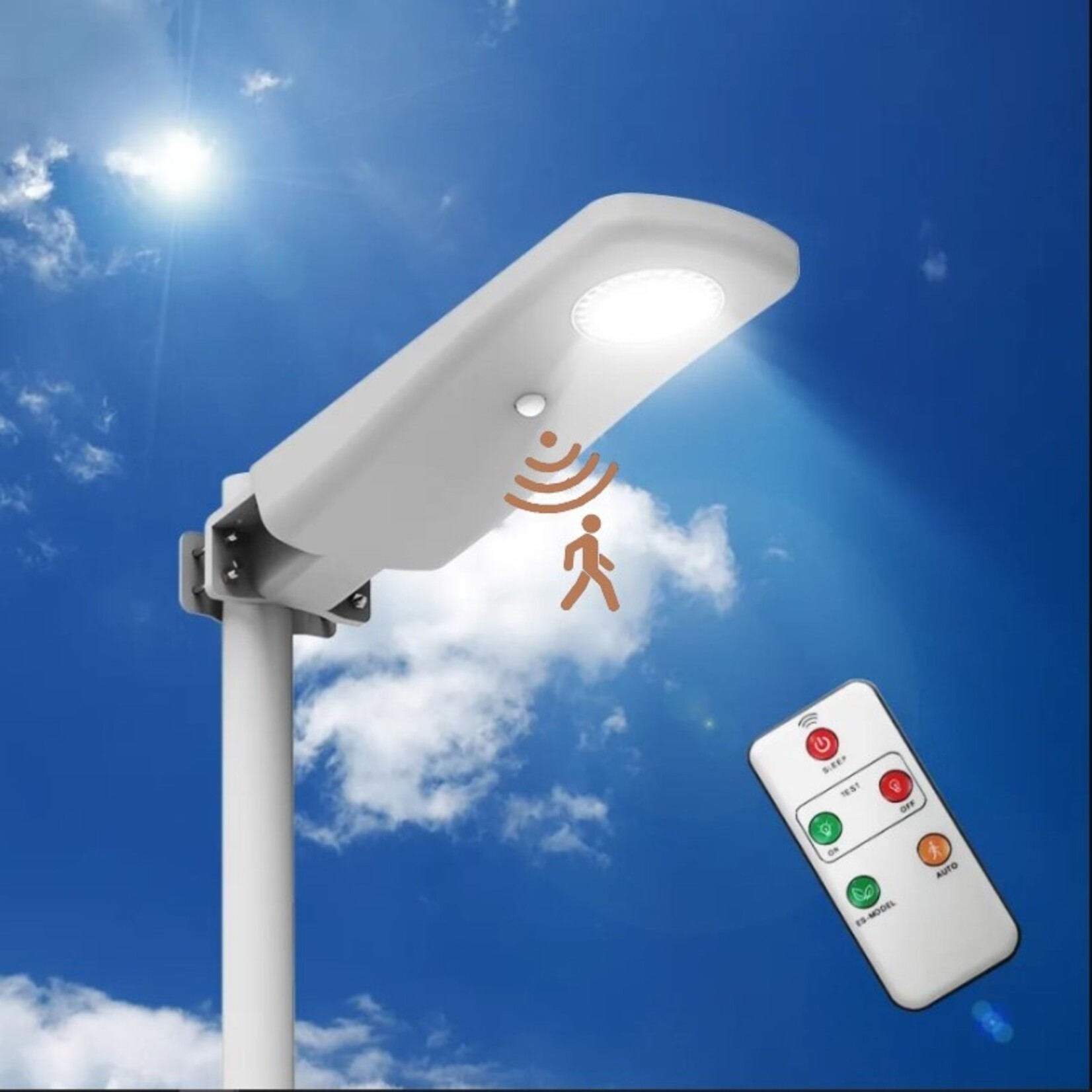 Solar Led straatlamp 1980lm met sensors en a.b