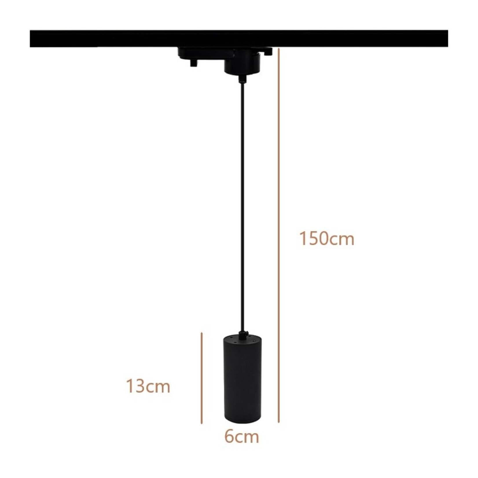 profo Zwarte anglamp voor 1 Fase rail GU10 Fitting