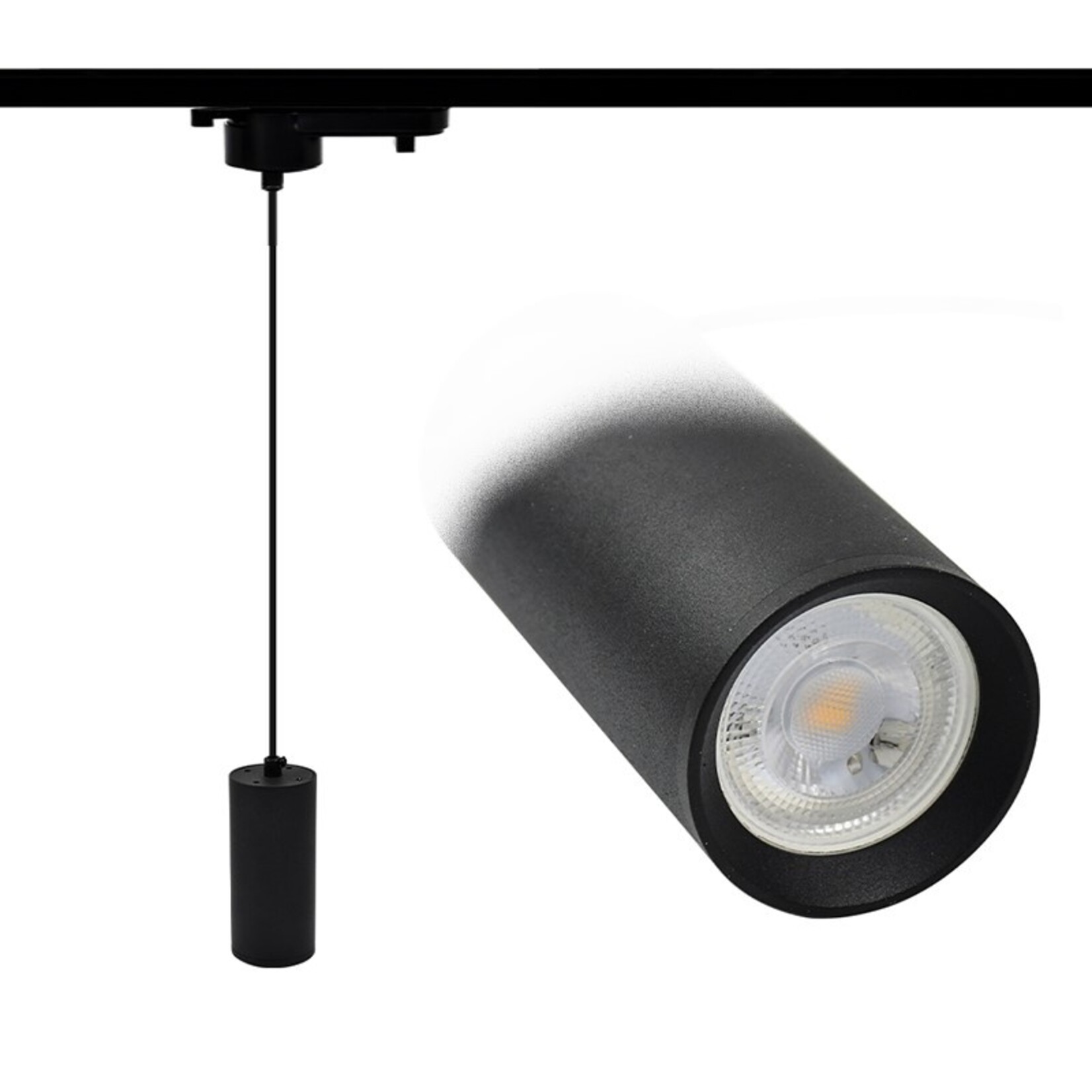 profo Zwarte anglamp voor 1 Fase rail GU10 Fitting