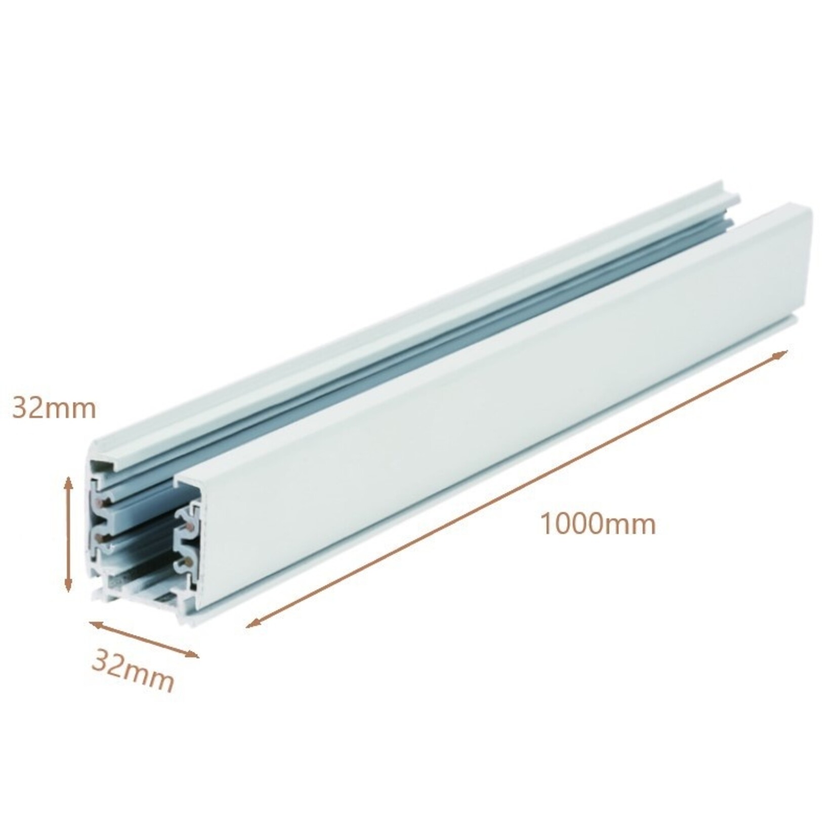 profo 3-Fase rail 100cm in zwart of wit