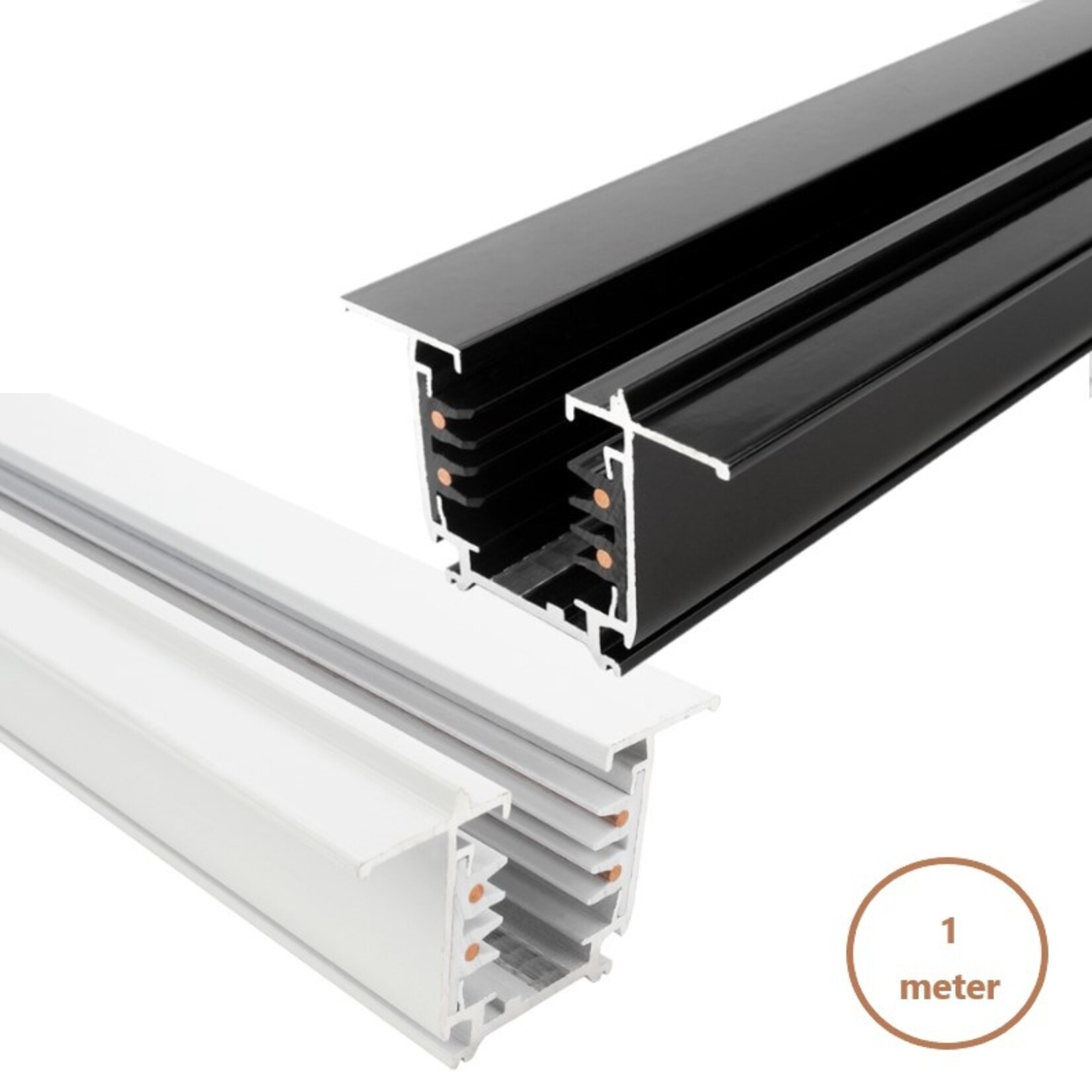 profo Inbouw 3-Fase rail 100cm in zwart of wit