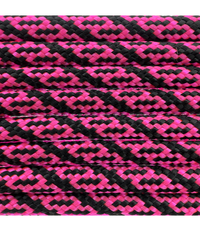 Paracord 550 type III Ultra Neon Pink / Black Helix DNA