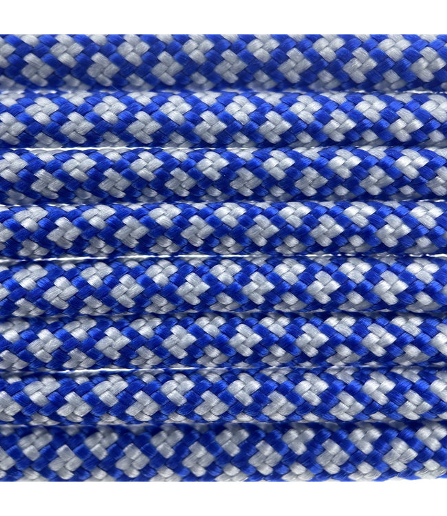 Paracord 550 type III Electric Blue / Zilver Grey Diamond