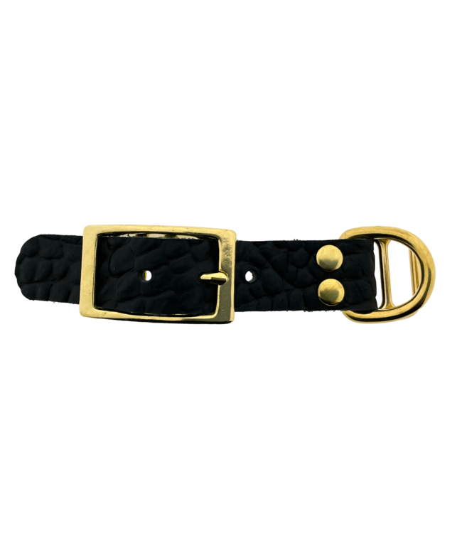 Buffalo leather adapter 25MM Croco motif Black/Brass