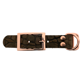 123Paracord Buffalo leather adapter 25MM Croco motif Brown/Rosegold