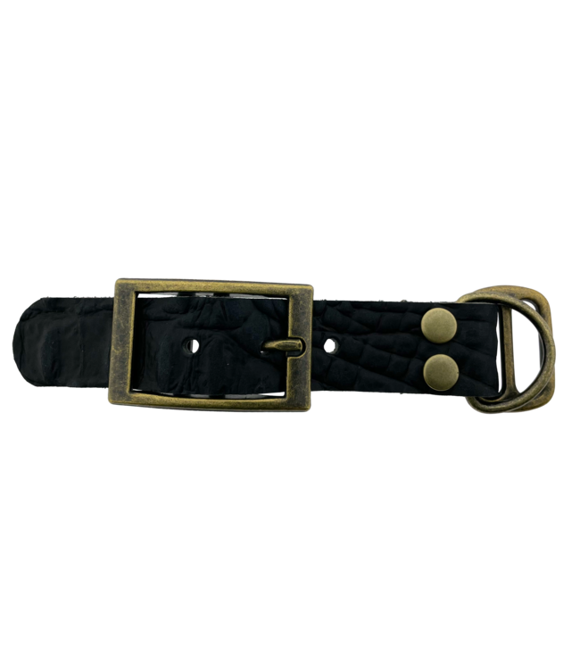 Buffalo leather adapter 25MM Croco motif Black/Antique Bronze
