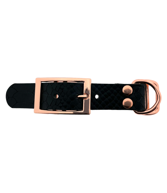 Buffalo leather adapter 25MM Snake motif Black/Rosegold
