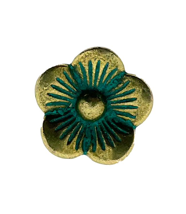 Sliding bead flower Antique Bronze /Turquoise