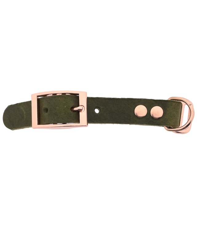 Pull-up leather adapter 19MM Military olive/Rosegold