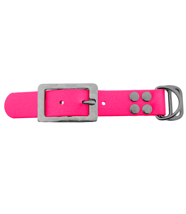 Biothane adapter 25MM Neon Pink/Stainless steel