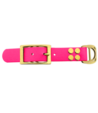 123Paracord Biothane adapter 25MM Neon Pink/Brass