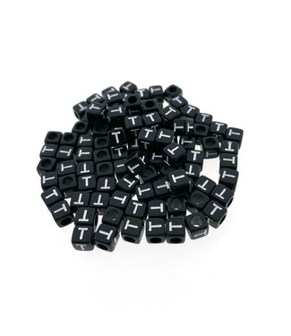 123Paracord Paracord alphabet letter beads Black T