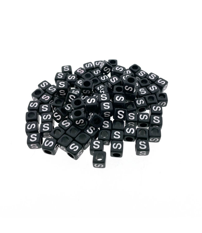 Paracord alphabet letter beads Black S