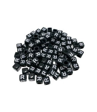 123Paracord Paracord alphabet letter beads Black R