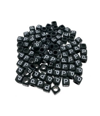 123Paracord Paracord alphabet letter beads Black P