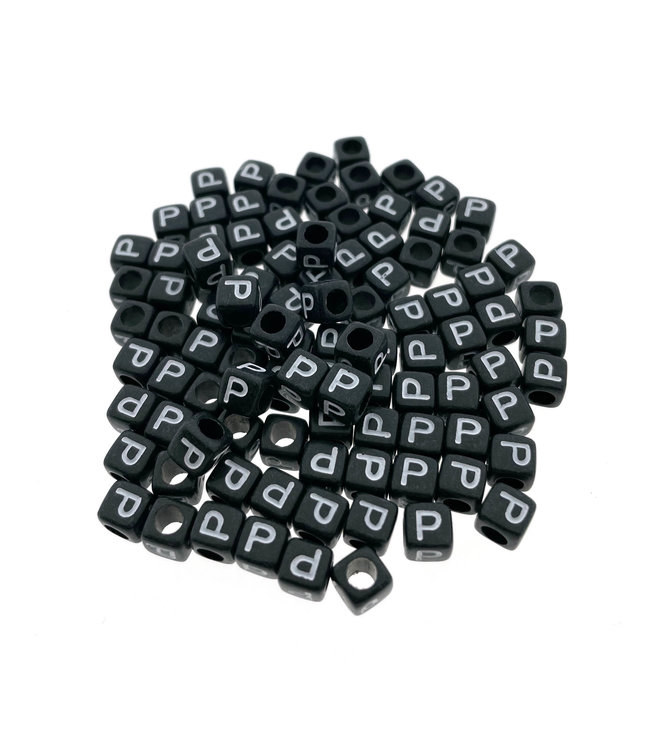 Paracord alphabet letter beads Black P