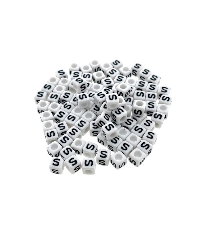 Paracord alphabet letter beads White S