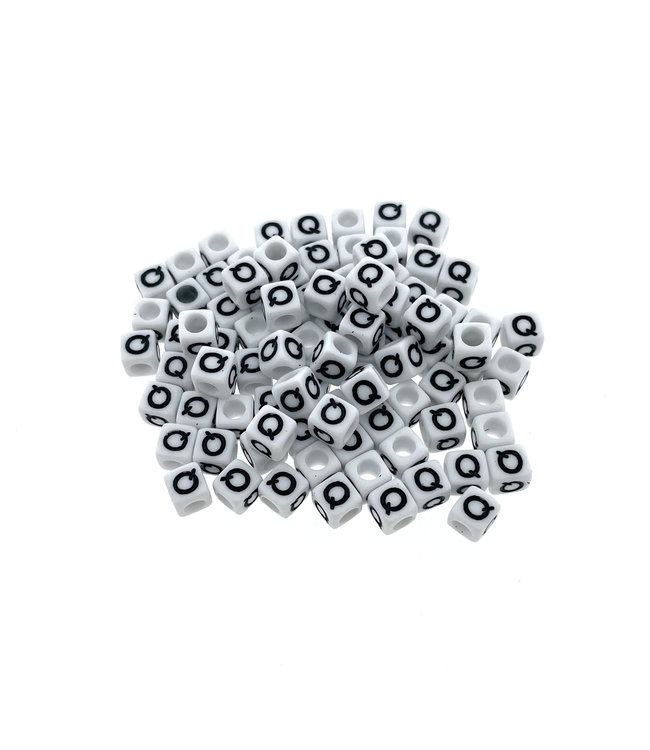 Paracord alphabet letter beads White Q