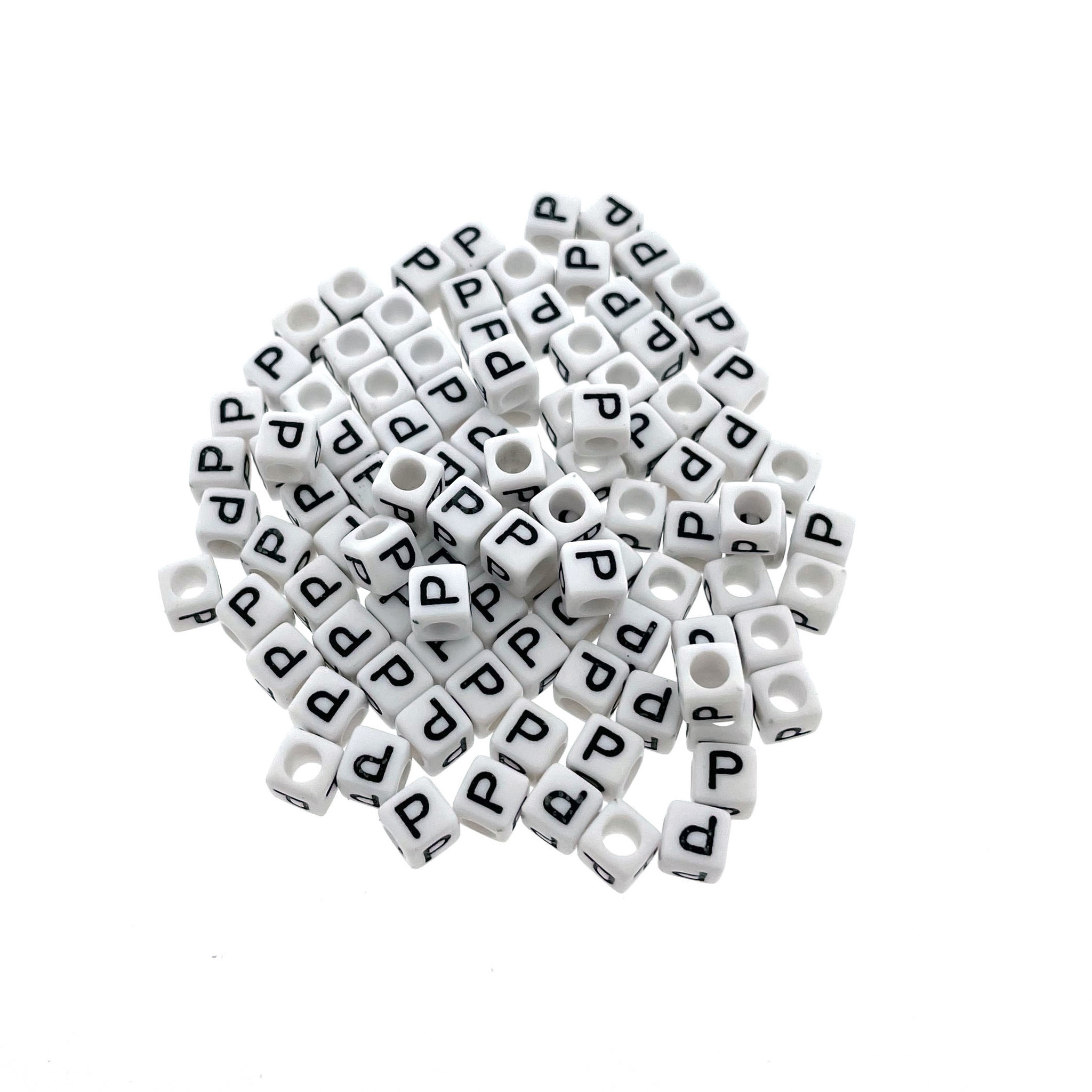 Wood Alphabet Beads 10mm 60/Pkg White