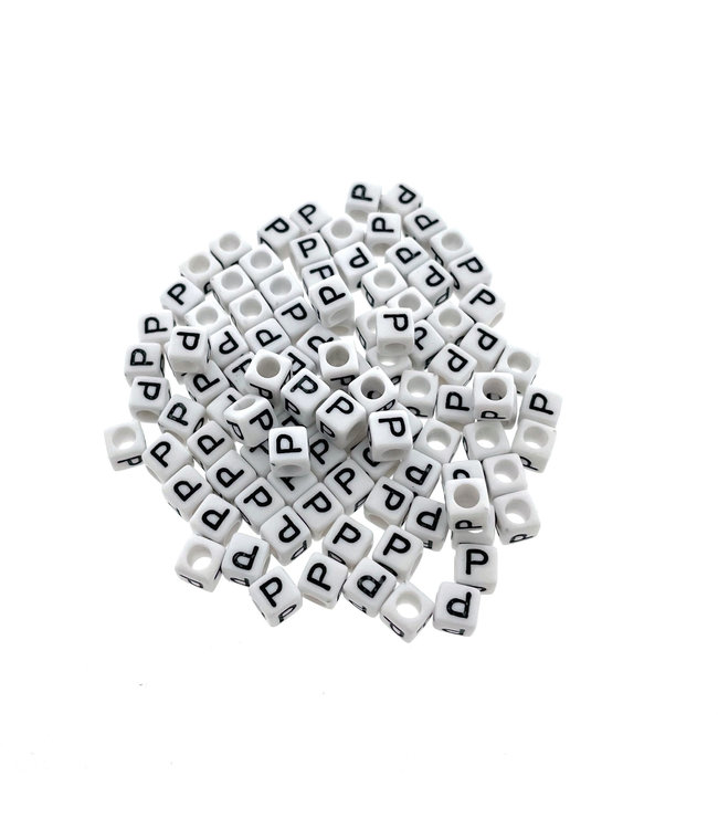 Paracord alphabet letter beads White P