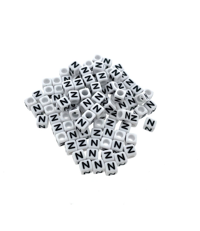 Paracord alphabet letter beads White N