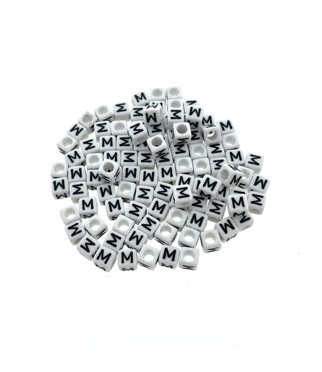 Paracord alphabet letter beads White M