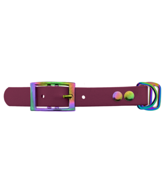 123Paracord Biothane adapter 19MM Wine Red/Neo-Chrome