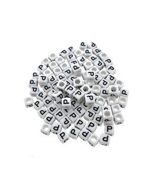 123Paracord Paracord alphabet letter beads White P