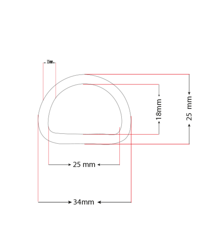 D-ring 25MM X 3MM Nickel