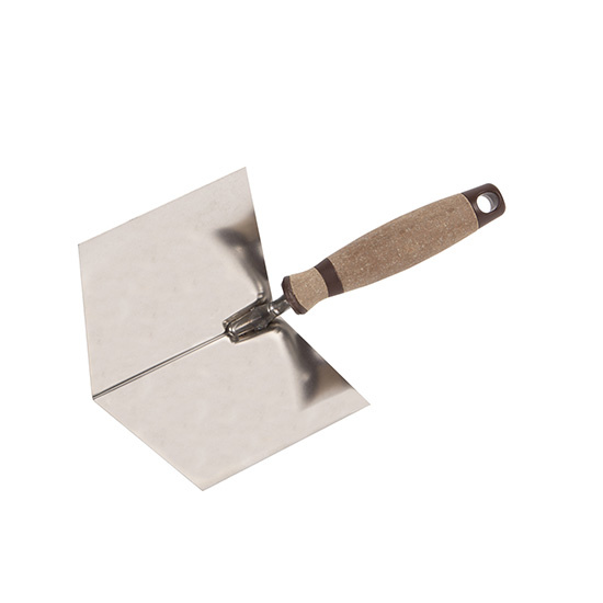 Super Prof Hoektroffel inwendig scherp, 120x100 mm RVS Lederen greep
