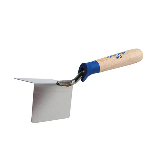 Super Prof Hoektroffel uitwendig scherp 80x60 mm RVS Houten greep