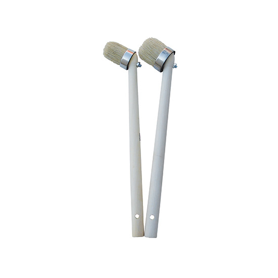 Bokkepoot wit haar, met houten steel 40 mm
