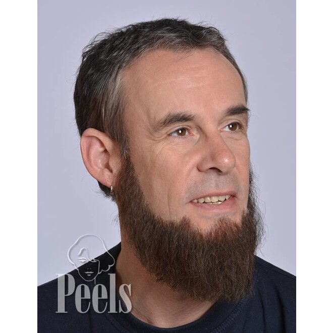 Handgeknoopte volle baard van echt haar, hoekig, type 9234