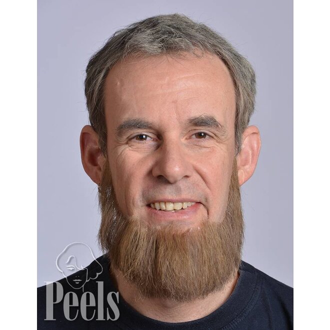 Handgeknoopte volle baard van echt haar, hoekig, type 9234