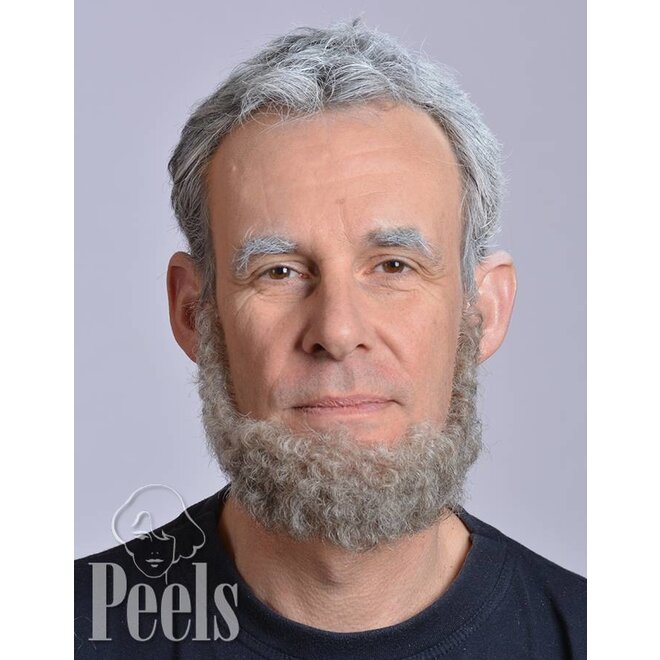 Handgeknoopte volle baard van echt haar, hoekig, type 9234
