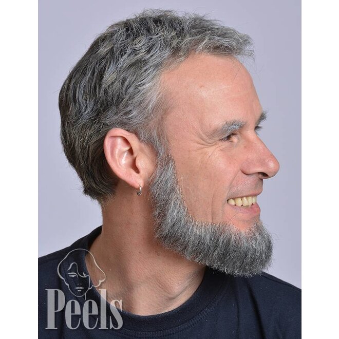 Handgeknoopte volle baard van echt haar, hoekig, type 9234