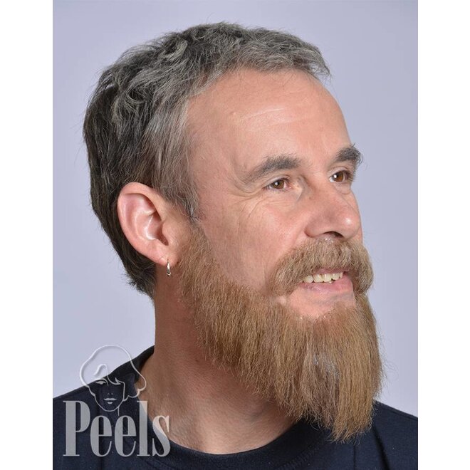 Handgeknoopte volle baard van echt haar, lang, type 9237