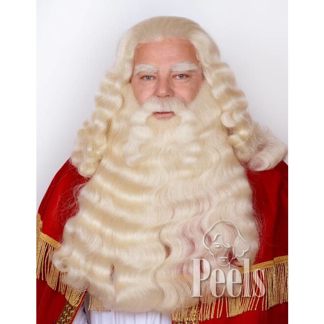Sinterklaasbaard en pruik deluxe filmtule verlengd