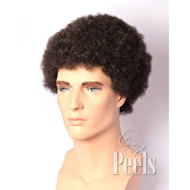 Piet pruik afro zwart met grijs klein