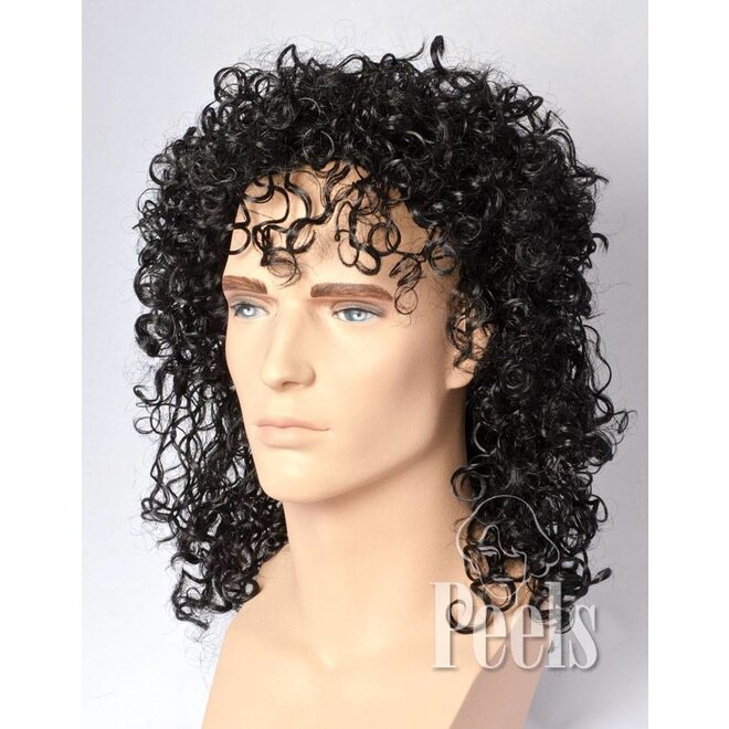 Piet pruik wetlook zwart 20cm