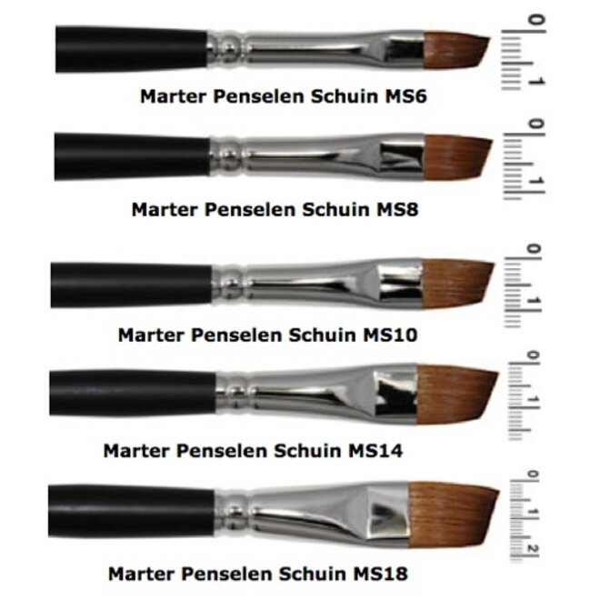 Schuine marterhaar penselen