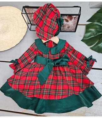 Cute Bow Christmas Dress Met Barret - Groen