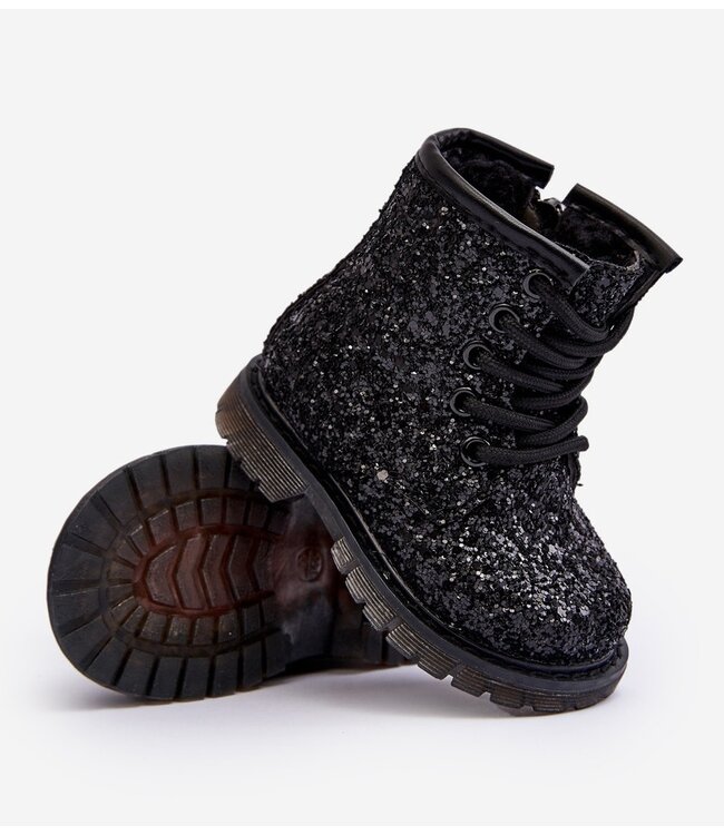 Glitter Gevoerde Boots - Zwart