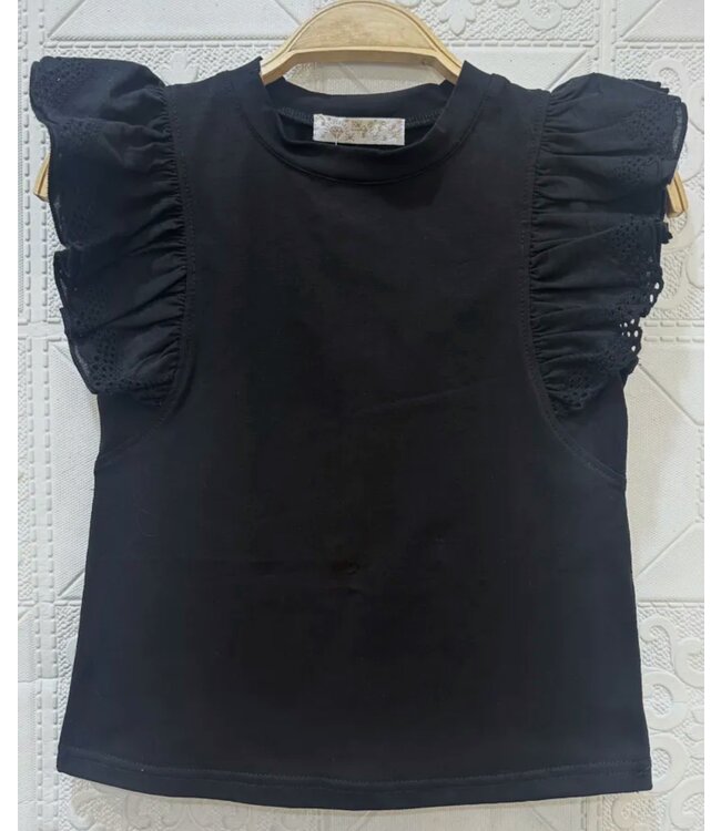 Basic Ruffle Top - Zwart