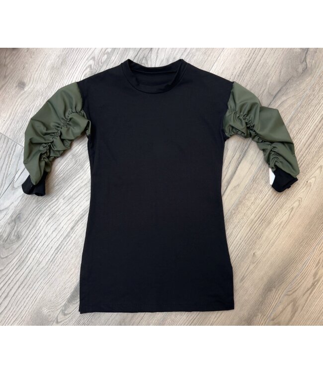 Sweaterdress - Zwart/Khaki