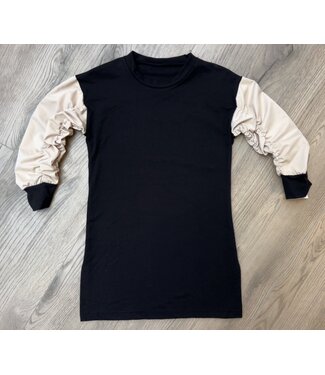 Sweaterdress - Zwart/Beige