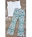 Flared broek met bloemenprint - Mint