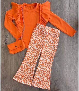 (Verzenddatum 22 april) Flared broek met Leopard print - Oranje