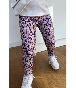 Legging met bloemenprint - Paars