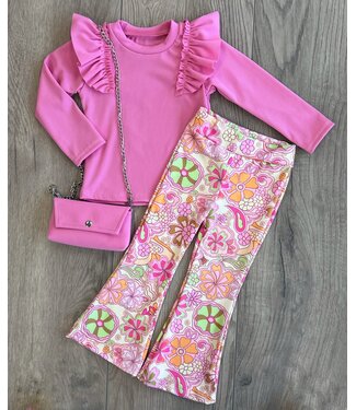 Draakjes en Boefjes Flared broek met bloemenprint - Roze